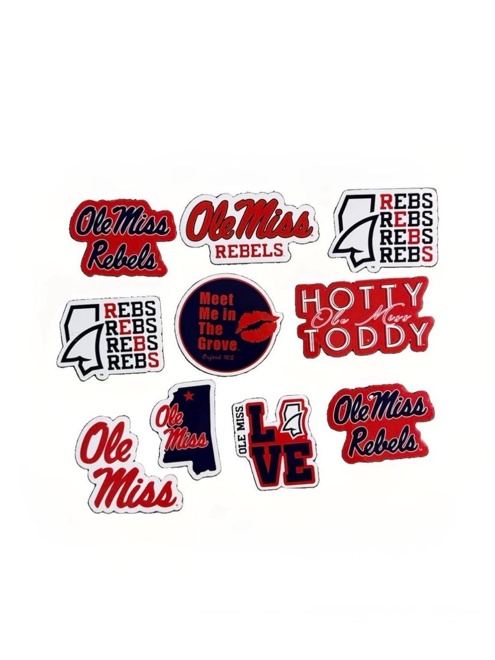 OLE MISS Sticker Set of 10- College Logo Decals